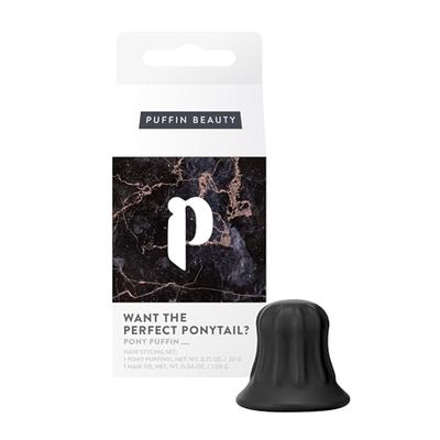 pony puffin ONYX | Pour une tresse parfaite, pleine de volume et de tenue - Fabriqué en Allemagne | Sans latex & végétalien | Élève ta tresse au niveau supérieur | Noir pour tous les cheveux foncés