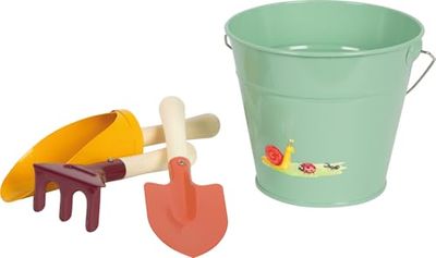 Small Foot Pala de Mano con balde Tiny Garden, Set jardín, Arena, Madera, Metal, niños Partir de 3 años, 12665, Multicolor