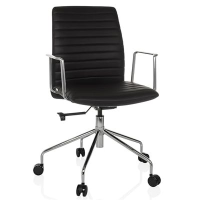 hjh OFFICE VEMONA 30 eleganckie krzesło biurowe z funkcją przechylania, designerskie krzesło do biura i biura domowego, sztuczna skóra, kolor czarny