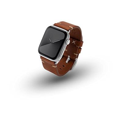 JT Berlin Klockband Alex II Vintage | Apple Watch Ultra/42/44/45 mm | brun – aluminium silver | M | 10827
