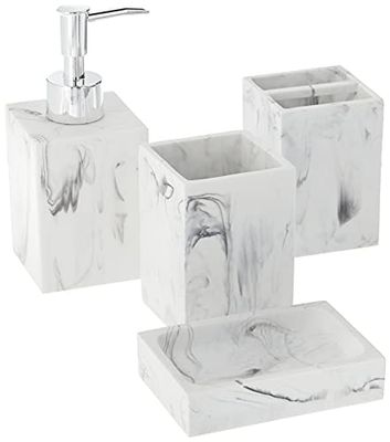 Sweet Home Collection Beaux Designs décoratifs pour Salle de Bain, résine, Plaza, Ensemble de 4 pièces