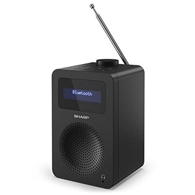 SharpDR-430(BK) Radio Digital sobremesa Tokyo - Radio Dab+, Dab y FM con RDS, BT 5.0, Alimentación USB, Mini Jack, Antena telescópica, búsqueda automatica, Hora y Fecha Auto, Alarma, 5w, Negro