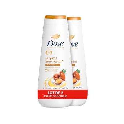 DOVE - Crema doccia Advanced Care Surgras nutriente - Olio di Argan - Dermatologicamente testato - Sensazione di pelle morbida per 24 ore (confezione da 2 x 400 ml)