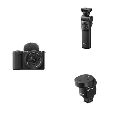 Sony ZV-E10 II K di Sony | Vlog camera APSC con lente intercambiabile 16-50mm II f/3.5-5.6 Power Zoom + Sony GP-VPT2BT - Shooting Grip Bluetooth + Microfono shotgun ECM-M1 di Sony