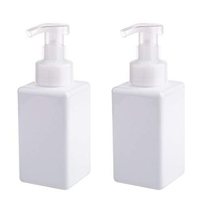 UUJOLY Dispensador de jabón espumoso, Botella de Bomba Recargable de 450 ml para jabón líquido, champú, Gel de baño (2 Piezas) (Blanco)