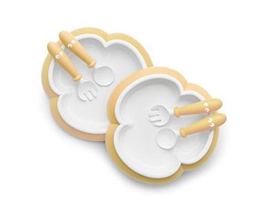 BabyBjörn Kinderbord, lepel en vork, 2 sets lichtgeel