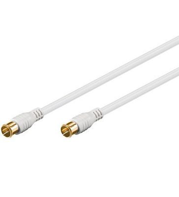 MANAX 62744 Wentronic-Cable de conexión satélite Macho a Conector F, 2,50 m, Color Blanco, Metal Dorado