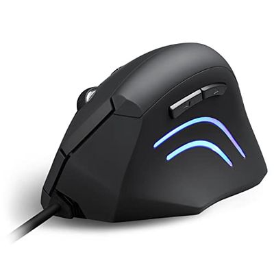 Perixx PERIMICE-508 Rato ergonómico vertical com cabo USB - 5 botões programáveis - 1000/1600 DPI – design para destro