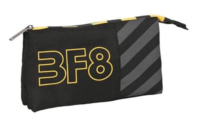 Blackfit8 Zone Etui met drievoudig weefsel, recyclebaar, etui voor kinderen, ideaal voor schoolkinderen, comfortabel en veelzijdig, kwaliteit en duurzaamheid, 22 x 3 x 12 cm, zwart, Zwart, Standaard,
