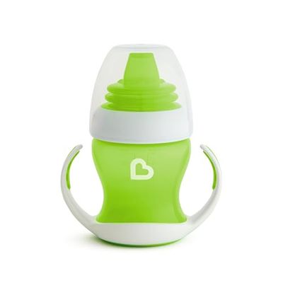 Munchkin Caneca de transição suave para bebé, canecas para bebés e crianças pequenas, com pega e tampa, livre de BPA, sem derrames, à prova de fugas, canecas de silicone para crianças de 4 m + 118 ml