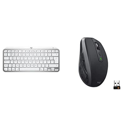 Logitech MX Keys Mini & MX Anywhere 2S Wireless Mouse, Multi-Device, Bluetooth and 2.4 GHz with USB Unifying Receiver, laptop/PC/Mac/iPad OS - Graphite Black.