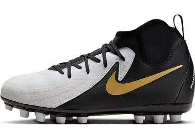 Nike Jr Phantom Luna II Academy AG voetbalschoenen voor jongens, Wit Zwart Mtlc Gold Coin, 38.5 EU
