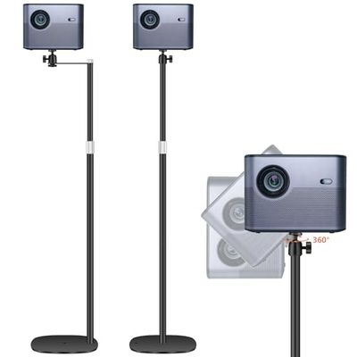 POLESTO Support de Projecteur en métal, Hauteur réglable de 90 à 126cm avec Rotation d'angle à 360°, Peu encombrant, Supporte jusqu'à 5 kg, Compatible avec Projecteur, Appareils Photo