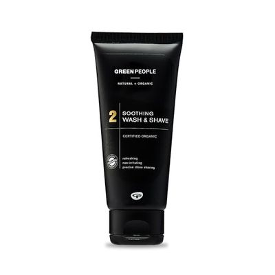 Green People for Men No.2 Soothing Wash & Shave Gel 100ml | Natural & Organic Men's 2-in-1 Shaving Gel & Face Wash | Gentle on Sensitive Skin | SLS Free, Paraben Free & Ethanol Free | Cruelty Free