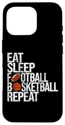 Eat Sleep Football Basketball Repeat Funny Ball Case for iPhone 16 Pro