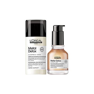 L’Oréal Professionnel Serie Expert Metal Detox Oil and Leave-in Cream Blow-dry Duo, 50 ml, 100 ml