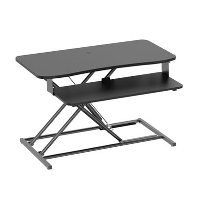 Logilink EO0053 Bureau avec Plateau pour Clavier, capacité de Charge jusqu'à 15 kg, Hauteur réglable avec vérin à gaz, Noir