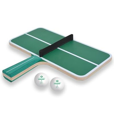 Schildkröt Ping Pong Challenge zestaw do tenisa stołowego, 1 rakieta w kształcie małego stołu do tenisa stołowego, z siatką, 2 piłki, gra zręcznościowa dla dużych i małych, 788459