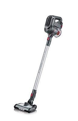 Severin HV 7165, zakloze hand- en steelstofzuiger met elektrische borstel en digitale motor, 22,2 V lithium-ion accu, S´POWER topspin Li 30, grijs/rood