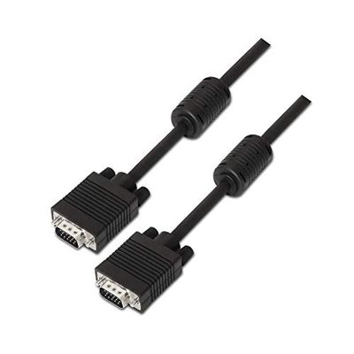 AISENS A113 – 0073 – Câble SVGA avec ferrita (HDB15/macho-hdb15/mâle, 6 m pour Moniteur/TV/projecteur) Couleur Noir