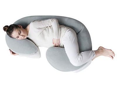 Motherhood Sleepy-C Premium borstvoedings- en steunkussen van katoen-velours, Öko-Tex Standard 100, lichtgrijs 2019