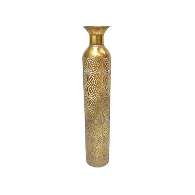 Alexandra House Living Vaso da pavimento in metallo dorato 15 x 85 x 15 cm