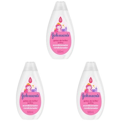 Johnson's Baby Acondicionador Gotas de Brillo para Niños, con Aceite de Argán, Cabello Suave y Sedoso, 500 ml (Paquete de 3)