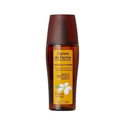 Corine de Farme Bearbetningsfettspray, bronsolja + garvningsaktivator - obronzant hackad hy - Tahiti Monoi, öarnas doft - 150 ml