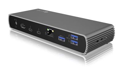 ICY BOX Thunderbolt 4 Docking Station (10-en-1), Station d'accueil avec 2 sorties (4K 60Hz), 2 Ports TB4 (40 Gbit/s), 4 Ports USB 3.2 Gen 2 (10 Gbit/s) pour Windows & MacBook Pro / Air et plus