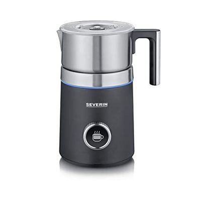 SEVERIN Émulsionneur de lait Spuma 700 Plus 500 W, Mousseur de lait à induction, Mousseur à lait électrique, Chocolatière 700 ml, 13 programmes, inox/noir, SM 3587