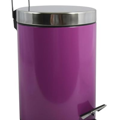 MSV - Poubelle Cosmétique Salle de Bain - Acier Inoxydable avec Seau Intérieur Amovible - Poubelle à Pédale Élégante - Compacte et Pratique - Violet - 3L