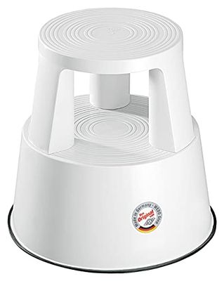 Wedo Rolkruk Step van kunststof, onbreekbaar, oprolbare opstapkruk, TÜV-getest, Made in Germany, hoogte 43 cm, draagkracht 150 kg, wit