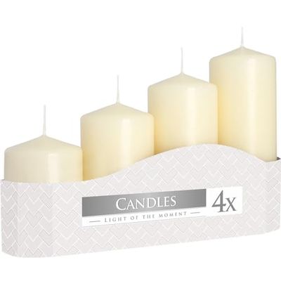 3x Set of 4 Pillar Candles 50mm (11/16/22/33H) - Ivory