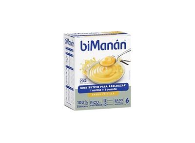 biManán - Natillas de Vainilla, Crema Sustitutiva de Comidas para Adelgazar, Bajas en Calorías, Ayudan a Perder y Controlar el Peso, con Proteínas, Vitaminas y Minerales - 6 x 50 g: 300 g