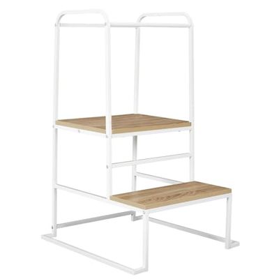 HOME DECO KIDS, HD0199, Torre de observación Kiddy M1 para niños, Muebles Seguros y prácticos, Ideal para desarrollar la autonomía, 90 cm, Blanco, marrón, Naranja