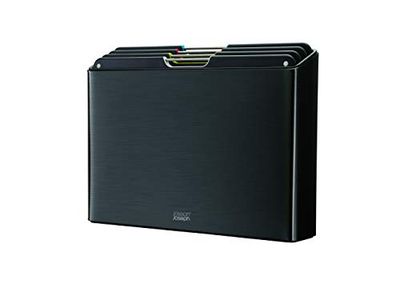 Joseph Joseph Folio Steel 4-delige snijplankenset - koolstof zwart, met standaard, antislipplanken