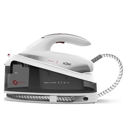Solac Blank Canvas Strijkstation, 2400 W, druk van 6,5 bar, continue stoom 130 g/min, stoomstoot 400 g/min, Quick-Start, keramische zool, Eco- en Max-functies, Auto Off, kalkfilter