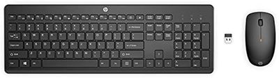 HP 235 - Toetsenbord- en muisset - 3-zone lay-out, Low Profile Key reizen - Full Size - Draadloos - 2.4 GHz - Duits - Zwart - Smart Buy