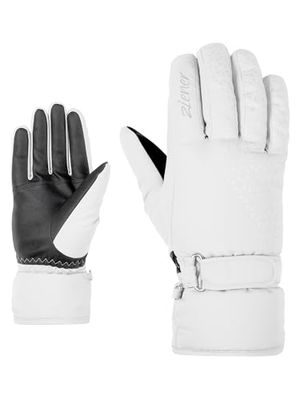 Ziener KISAR - Guanti da sci da donna, impermeabili, senza PFC, bianco, 7,5