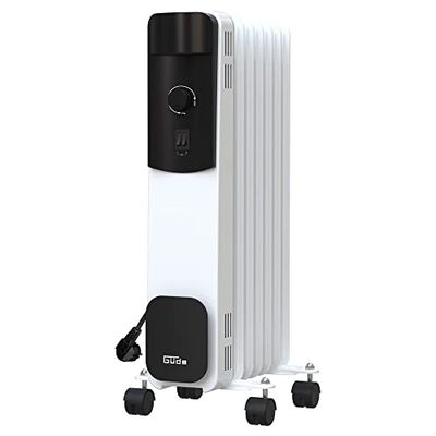 Güde Olieradiator OR 1500-7 (220-240 V, 1500 W verwarmingsvermogen, 3 warmtestanden (600/900/1500 W), 7 ribben, traploze thermostaat, kantel- en oververhittingsbeveiliging, wielen voor veilig