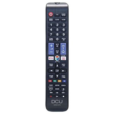 DCU TECNOLOGIC Samsung Smart TV afstandsbediening, tv-afstandsbediening, compatibel met Smart TV Samsung, knop voor Netflix en Prime Video, zwart