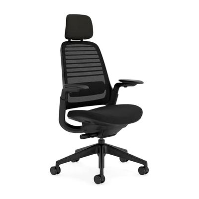 Steelcase Series 1 Ergonomische Bureaustoel met LiveBack Lendensteun, 4D Armleggers, Verstelbare Hoofdsteun Onyx Schwarz