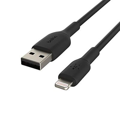 Belkin Câble Lightning (Câble Boost Charge Lightning vers USB pour iPhone, iPad, AirPods, Câble de Recharge Certifié MFi pour iPhone, Noir, 15 cm)