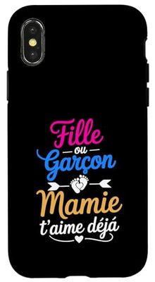 Annonce Sexe Bebe Baby Shower Mamie Bebe Fille Ou Garcon Coque pour iPhone X/XS