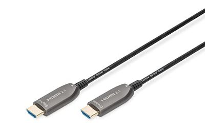 DIGITUS HDMI AOC Hybride glasvezelkabel - HDMI 2.1-15m - 8k/60Hz - UHD-II - Ethernetkanaal - HDR eARC HDCP 2.2 - compatibel met TV/beamer/monitor - vergulde contacten - Zwart
