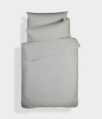 Bianca Plain Dyed Silver - Juego de edredón (140 x 220 + 65 x 65 cm)