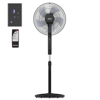 TAURUS - Ventilateur Sur Pied Boreal 16CR Silence 30W | 12 Vitesses | Ultra-silencieux | Modes Normal/Brise/Nuit | 5 Pales | Oscillant | Hauteur Réglable | Télécommande | Écran Digital | Noir