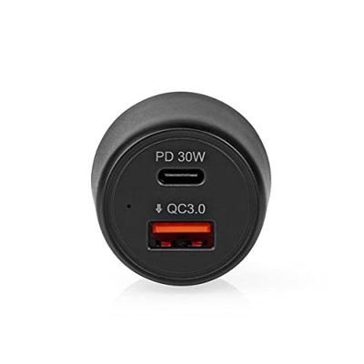 Autolader - 48W - 2X 3.0A - Aantal uitgangen: 2 - Poorttype: USB A/USB-C - Automatische spanningskeuze