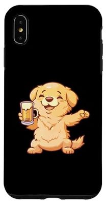 Carcasa para iPhone XS Max Golden Retriever Perro Con Cerveza | Cómic Divertido