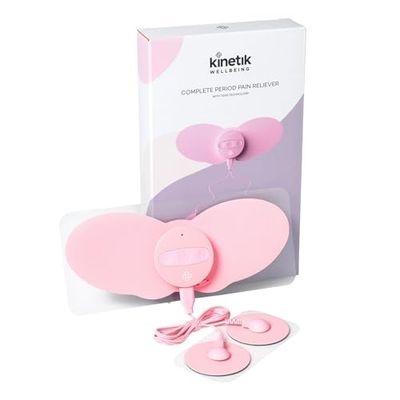 Kinetik Wellbeing Complete Period Pain Reliever - TENS Machine for Pain Relief, Drug-Free Menstrual Comfort - 6 Modes, 20 Intensity Levels, Butterfly & Precision Pads - Portable, Discreet Device